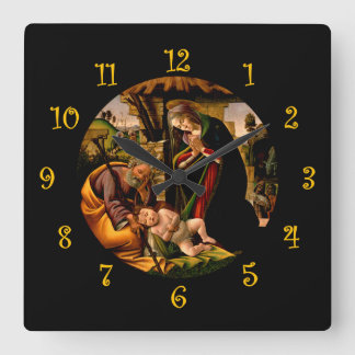 Botticelli ~ The Adoration of the Christ Child ~ Square Wall Clock