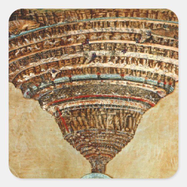 Botticelli's Inferno Map - Dante Square Sticker (Front)
