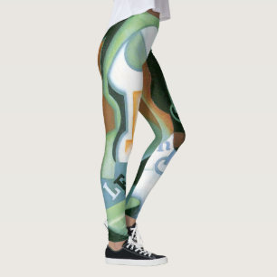 Bottle and Fruit Dish by Juan Gris, Vintage Cubism Leggings