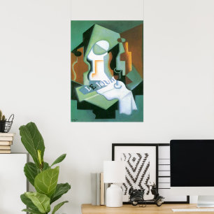 Bottle and Fruit Dish by Juan Gris, Vintage Cubism Poster