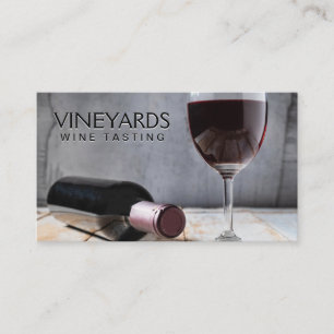 Bottle and Red Wine Winery Tastings Business Card