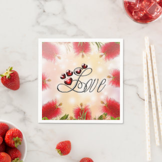 Bottle brush flower And Love Napkin