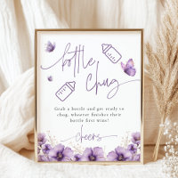 Bottle Chug Beer Purple Butterfly Baby Shower Game