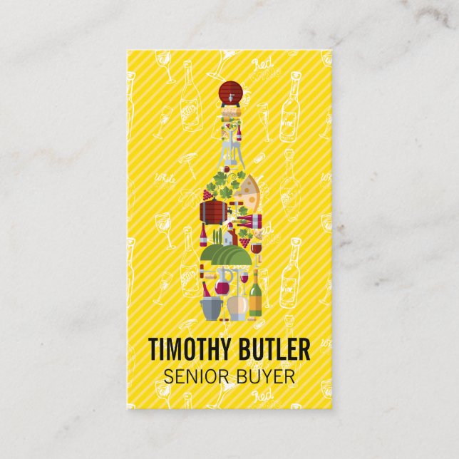 Bottle Composition | Wine Accessory Patterns Business Card (Front)