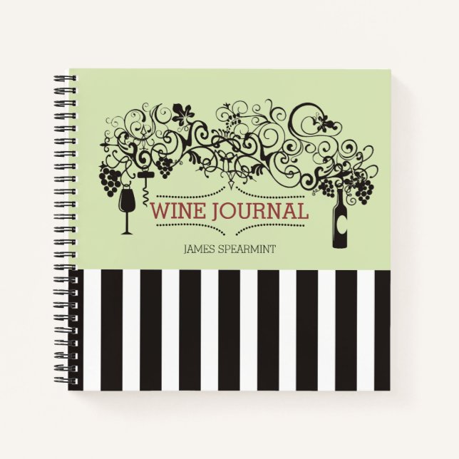 Bottle corkscrew homemade wine tasting journal (Front)