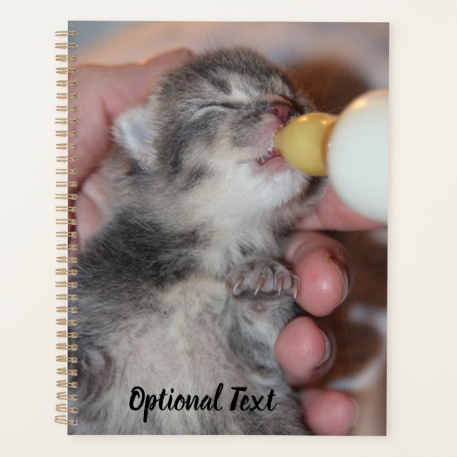 Bottle Feeding Newborn Rescue Tabby Kitten Planner (Front)