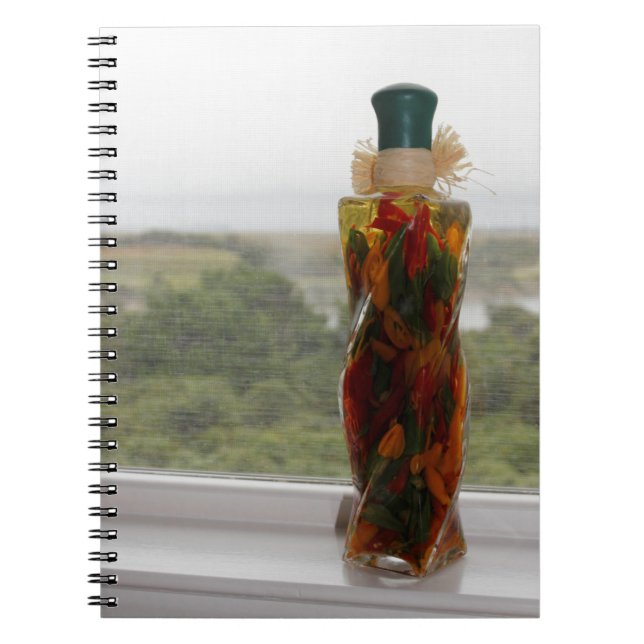 Bottle Filled with Sweet Bell Peppers Spiral Notebook (Front)