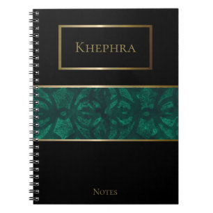Bottle Green Batik Simple Name Notebook