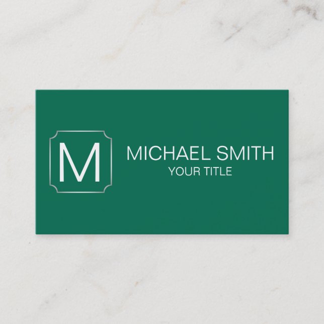 Bottle green colour background business card (Front)
