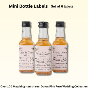 Bottle Labels, Pink Roses & Doves  Liquor Bottle Label