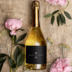 Bottle Labels Wedding Monogram Champagne Label