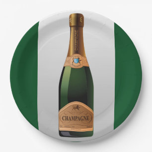 BOTTLE OF CHAMPAGNE PAPER PLATE