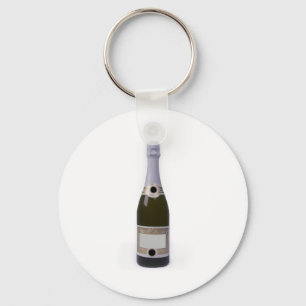 Bottle of Champagne with blank label Key Ring