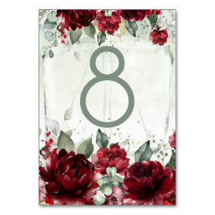 Bottle Of Peonies Wedding Table Number Card