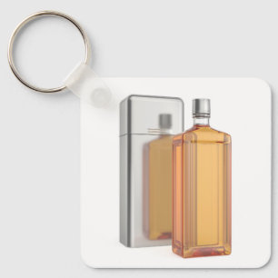 Bottle of whisky, bourbon, brandy, or cognac with key ring