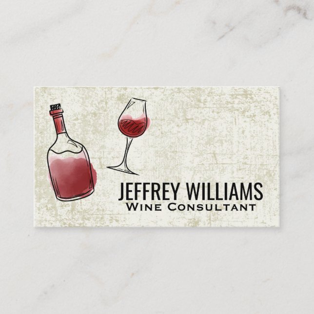 Bottle of Wine and Glass | Red Wine Business Card (Front)