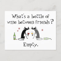 Bottle of Wine Between Friends Funny Cat