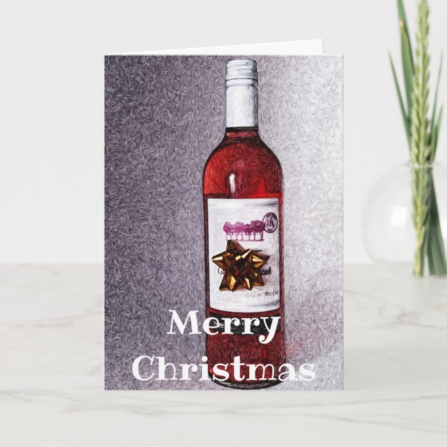 Bottle of Wine Christmas Card (Front)