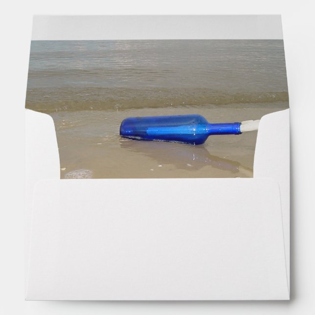 Bottle On Beach Sand 5x7 Wedding Invitation Envelope (Back (Bottom))