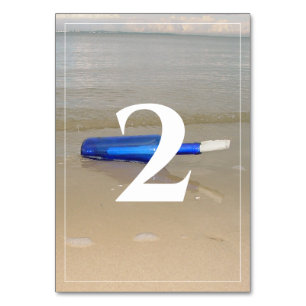 Bottle On Beach Sand Wedding Table Number