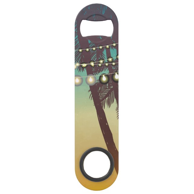 Bottle Opener Beach Sunset Palm Trees String Light (Front)