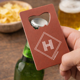 Bottle Opener   Stylish Geometric Initial Monogram