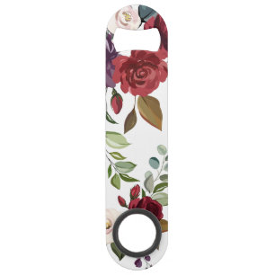 Bottle Opener White Roses Gold Geometric Floral Fl