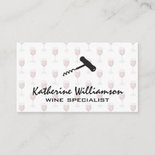 Bottle Opener Wine Glass Pattern Business Card