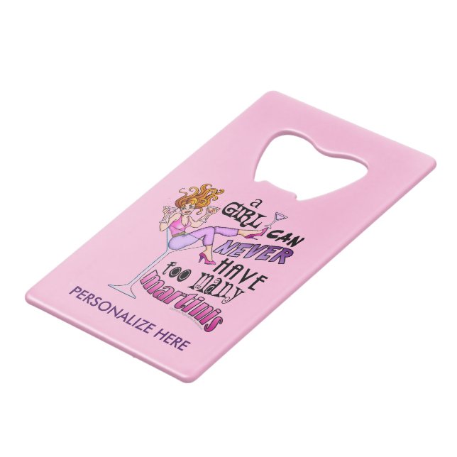 BOTTLE OPENERS - TOO MANY MARTINIS (Front Angled)
