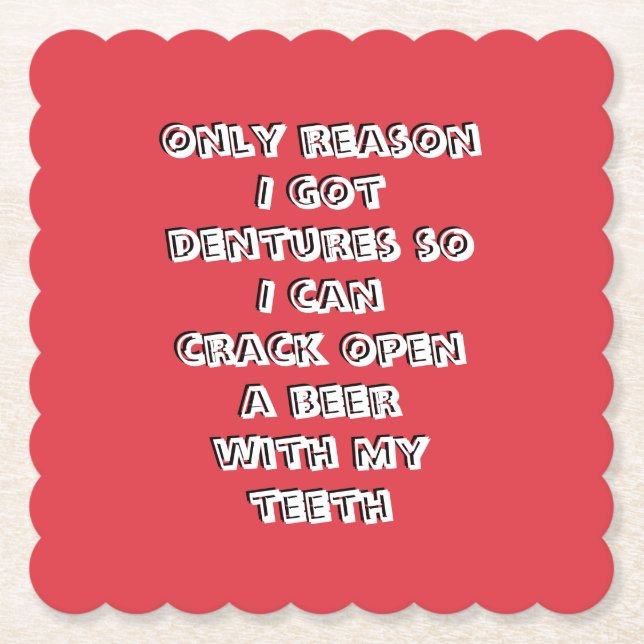 Bottle Opening Teeth Paper Coaster (Front)