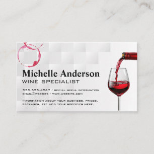 Bottle Pour Red Glass of Wine Business Card