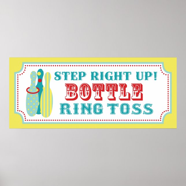 Bottle Ring Toss Sign for Carnival Circus Birthday (Front)