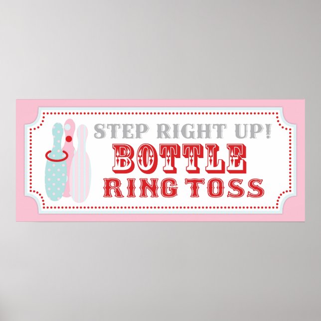 Bottle Ring Toss Sign for Carnival Circus Birthday (Front)
