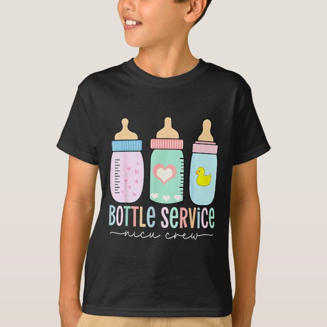 Bottle Service Funny Baby Barista Nicu Mbu L&amp;d T-Shirt (Front)