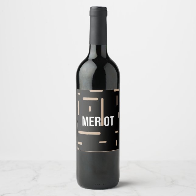 Bottle vine merlot desing wine label (Front)