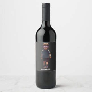 Bottle with NO LIMITS Wine Label