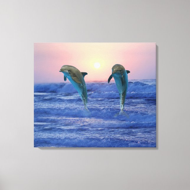Bottlenose Dolphin at Sunrise Canvas Print (Front)