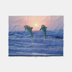 Bottlenose Dolphin at Sunrise Fleece Blanket