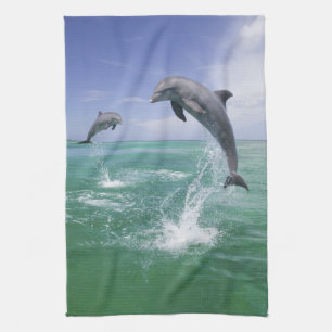 Bottlenose Dolphins Tursiops truncatus Tea Towel