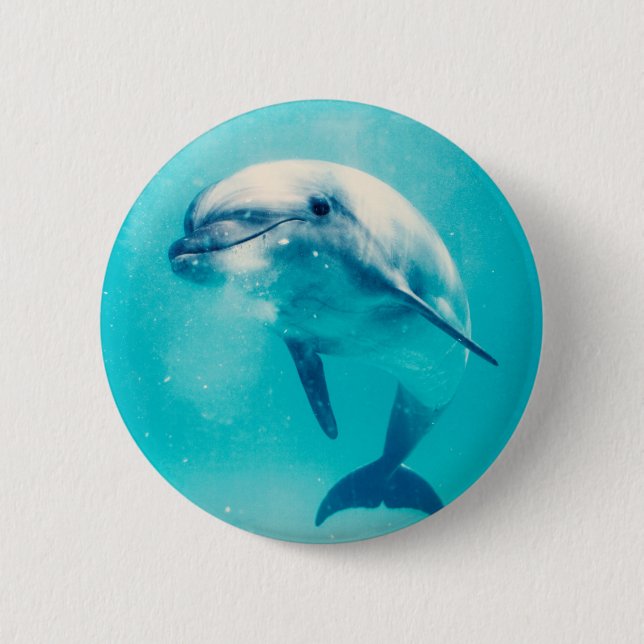 Bottlenosed Dolphin Underwater 6 Cm Round Badge (Front)