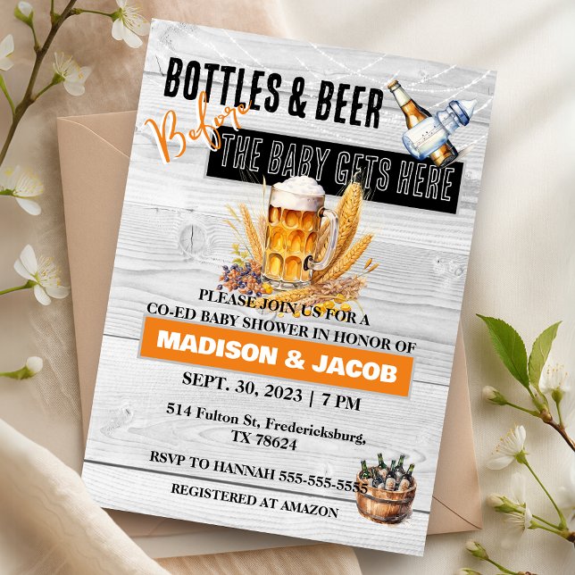 Bottles and Beer Co-Ed Baby Shower Invitation (Bottles and Beer Co-ed Baby Shower Invitation)