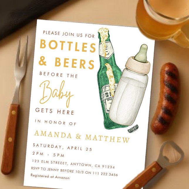 Bottles and Beers Coed Casual Baby Shower Invitation (Bottles and Beers Coed Casual Baby Shower Invitation)