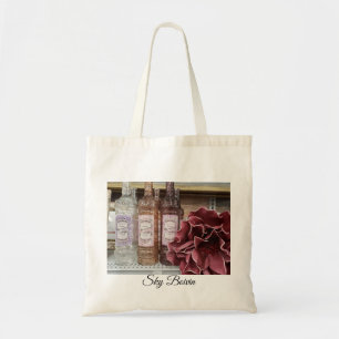 bottles and flowers tote bag