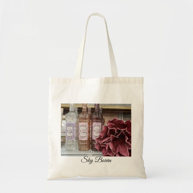 bottles and flowers tote bag (Front)