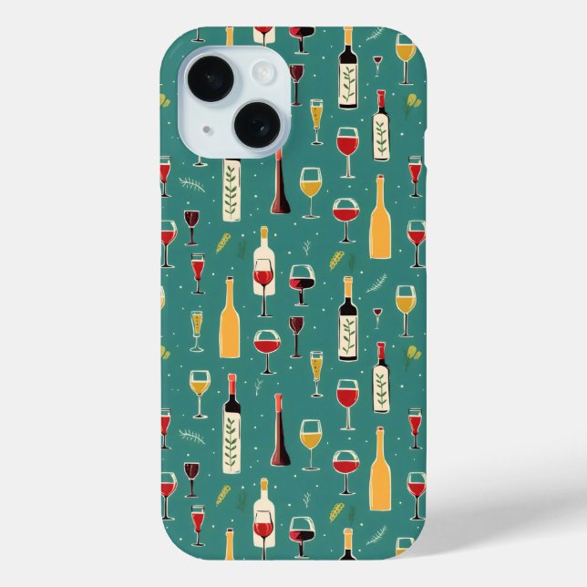 Bottles and Glasses Pattern Case-Mate iPhone Case (Back)