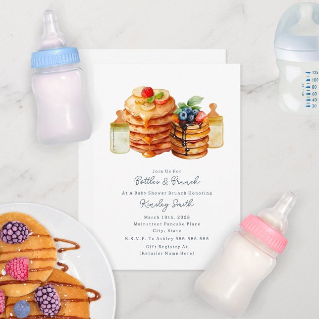 Bottles + Brunch Baby Shower Breakfast Invitation (Creator Uploaded)