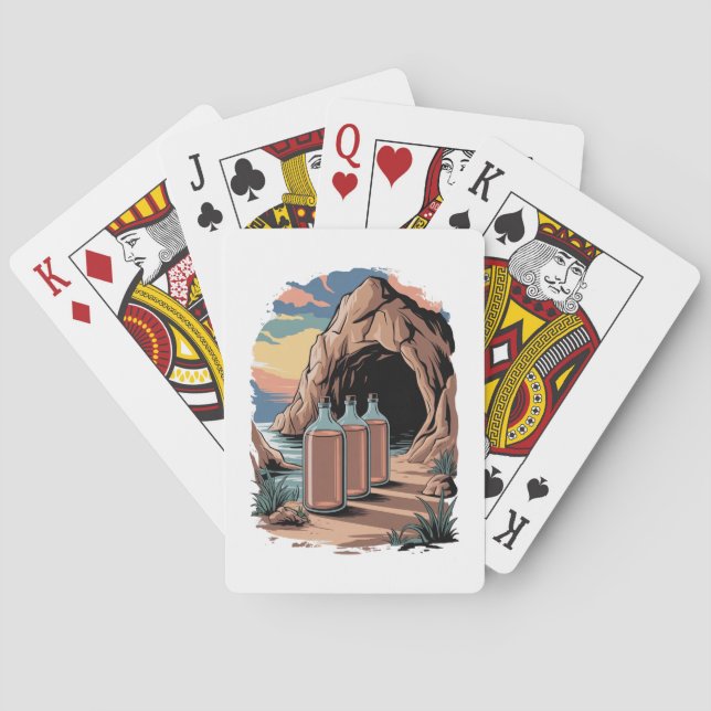 Bottles Near A Cave Entrance  Playing Cards (Back)
