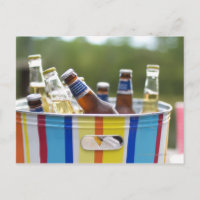 Bottles of beer in ice bucket