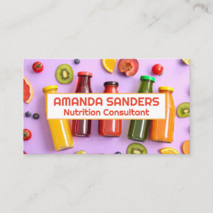 Bottles of Juice Fruit Background Business Card