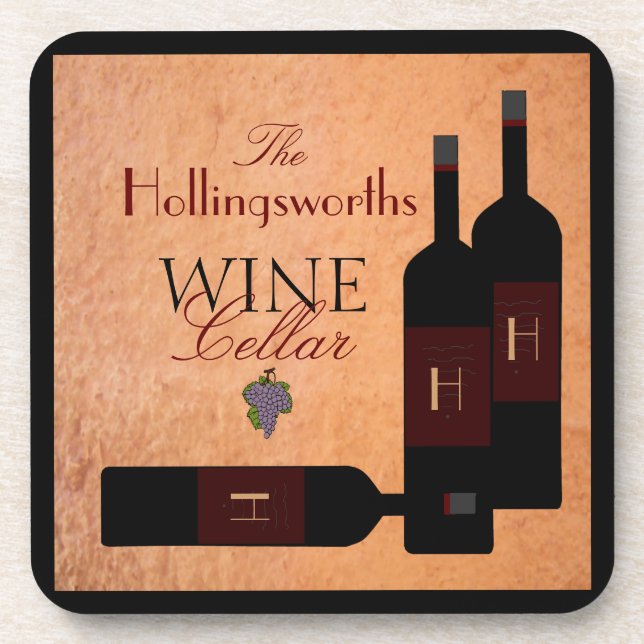 Bottles of Wine -Personalised Coaster (Front)